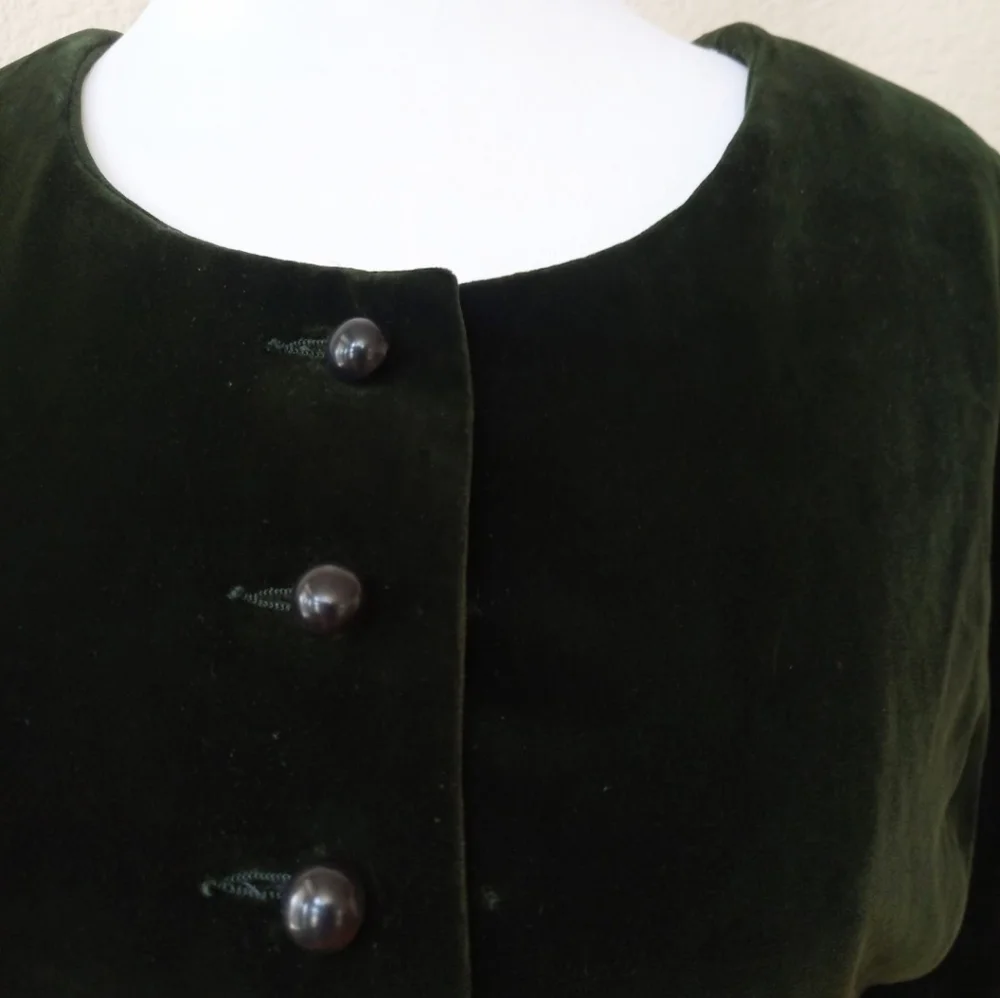 🤍 Saint Laurent vintage 1970s dark green velvet Victorian-inspired blaze - Picture 10 of 10